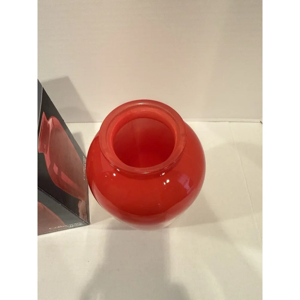 VTG Anchor Hocking Floral Touch Chinese Red Glass Vase 9